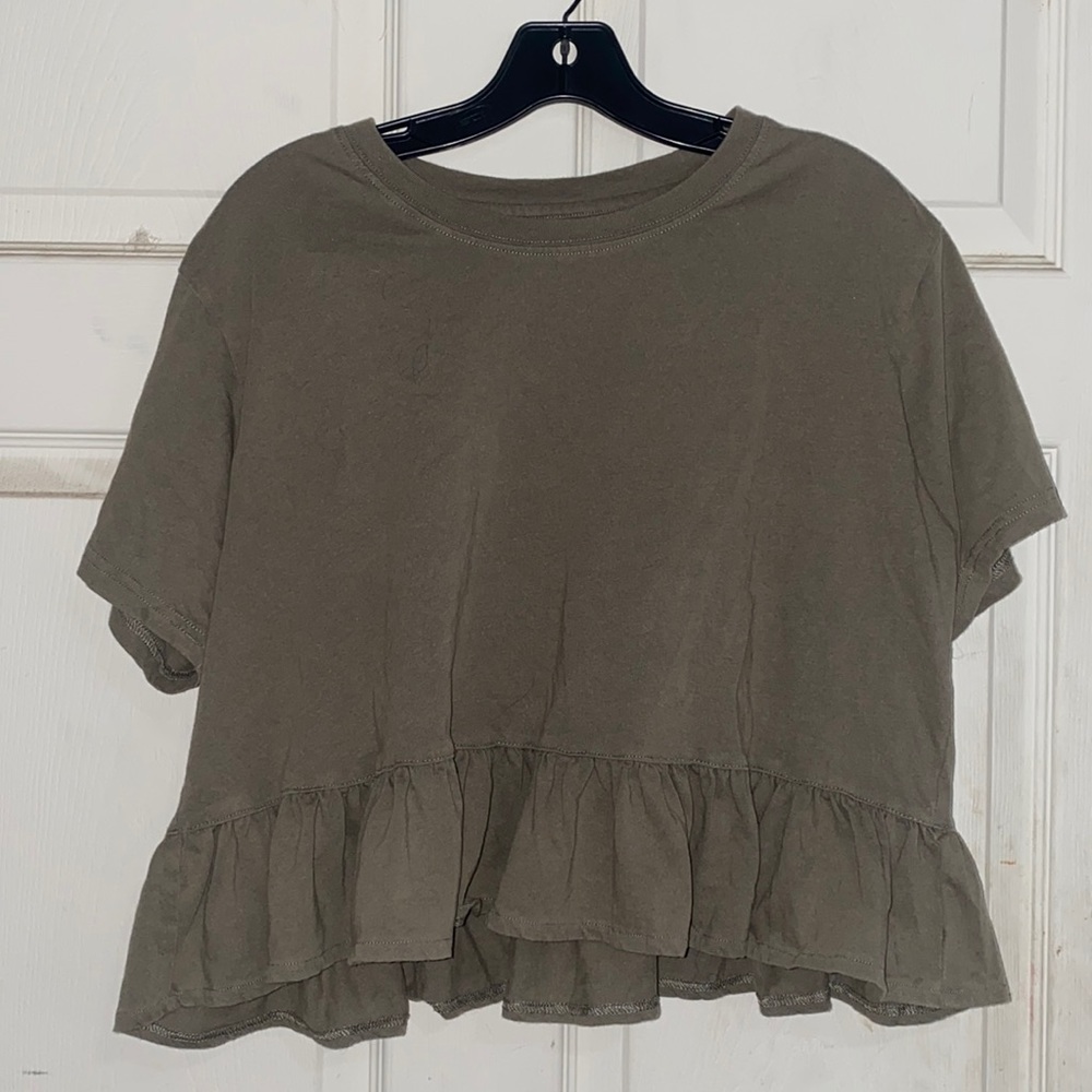 Xl green ruffled crop top - Picture 1 of 1